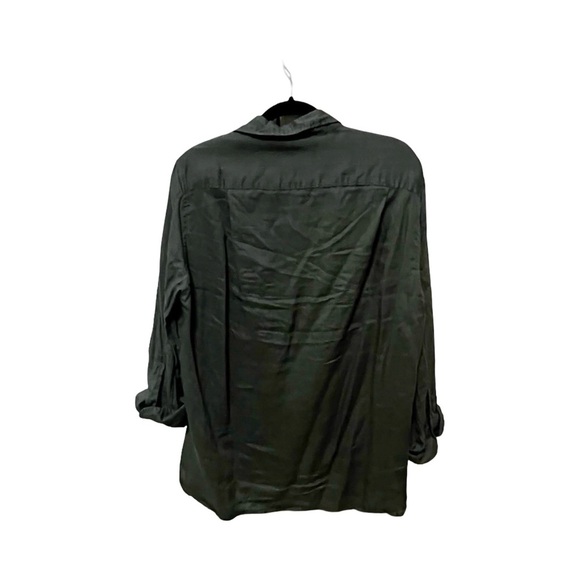 ZARA 100% Linen Button Down Military Green Shirt Sz S - Picture 3 of 5